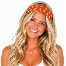 Boho Floral Embroidered Headband for Women Adjustable Elastic Stretch Hair Band