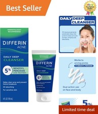 Acne Face Wash, 5 Benzoyl Peroxide Daily Cleanser, 4oz