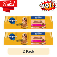 2 Pack Pedigree Chopped Ground Dinner Chicken  Beef Wet Dog Food 13.2 Oz Cans