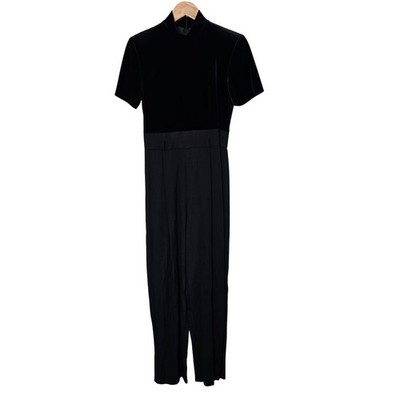 Vintage 90s John Roberts Velvet Jumper Womens Size 6 Black Mock Neck Whimsygoth