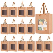 36 PCS Paper Gift Bag Transparent Window 5.5x7.09x2.76 Inch Tote Portable