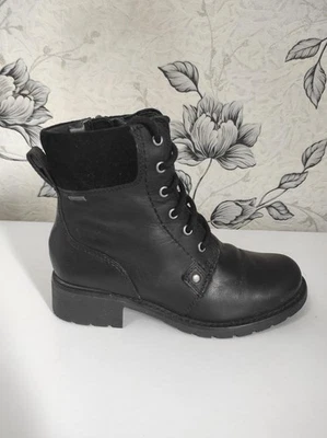 Women Clarks Boots Black Leather 36 #7AL6 - Bild 1 von 4