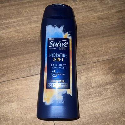 Suave Men 3 in 1 Mens Hair, Face and Body Wash 18 oz