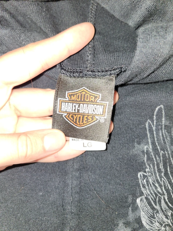 Harley Davidson женщин с капюшоном свитер ~ ~ размер большой, черный, Рено Невада, мотоциклиста - Изображение 3 из 4