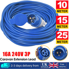 10/15/25M Caravan Motorhome Camp Heavy Duty 16A 240V Mains Hook Up Cable Lead UK