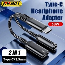 New USB C to 3.5mm Audio Adapter PD 60W Fast Shipping