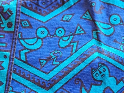 6 Inca Cusco Peru tablemats, Turquoise/Blue one has small hole in corner