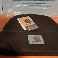 Carhartt Men s Brown Solid Beanie Hat Logo Patch One Size Winter/Fall