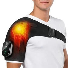 Electric Massager Heated Shoulder Joint Brace Support with Vibration Relief Pain