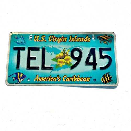 2005 USVI St Thomas License Plate Tropical Fish Series Expired - TEL 945 Used