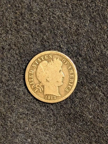 1913 Barber Silver Dime Good