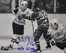 Luc DUFOUR Signed 8x10 Photo! Boston Bruins Fight Vs Chris Nilan Inscribed W/coa