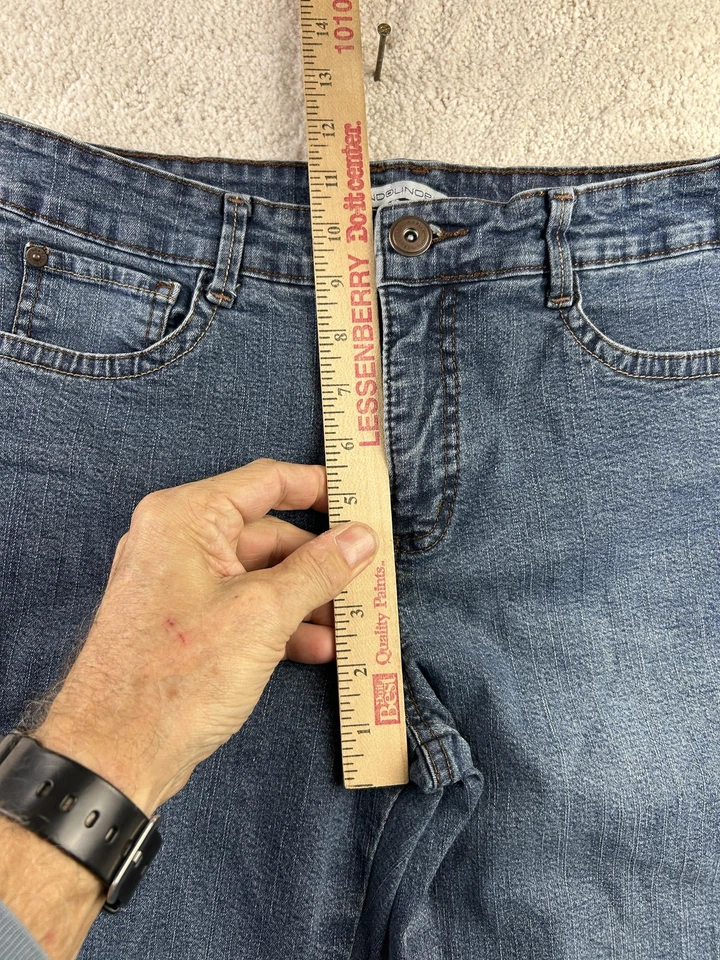 Pantalones de mezclilla Bandolino Blu para mujer 10 azules elásticos pierna recta botones solapa bolsillos Foto 4 de 4