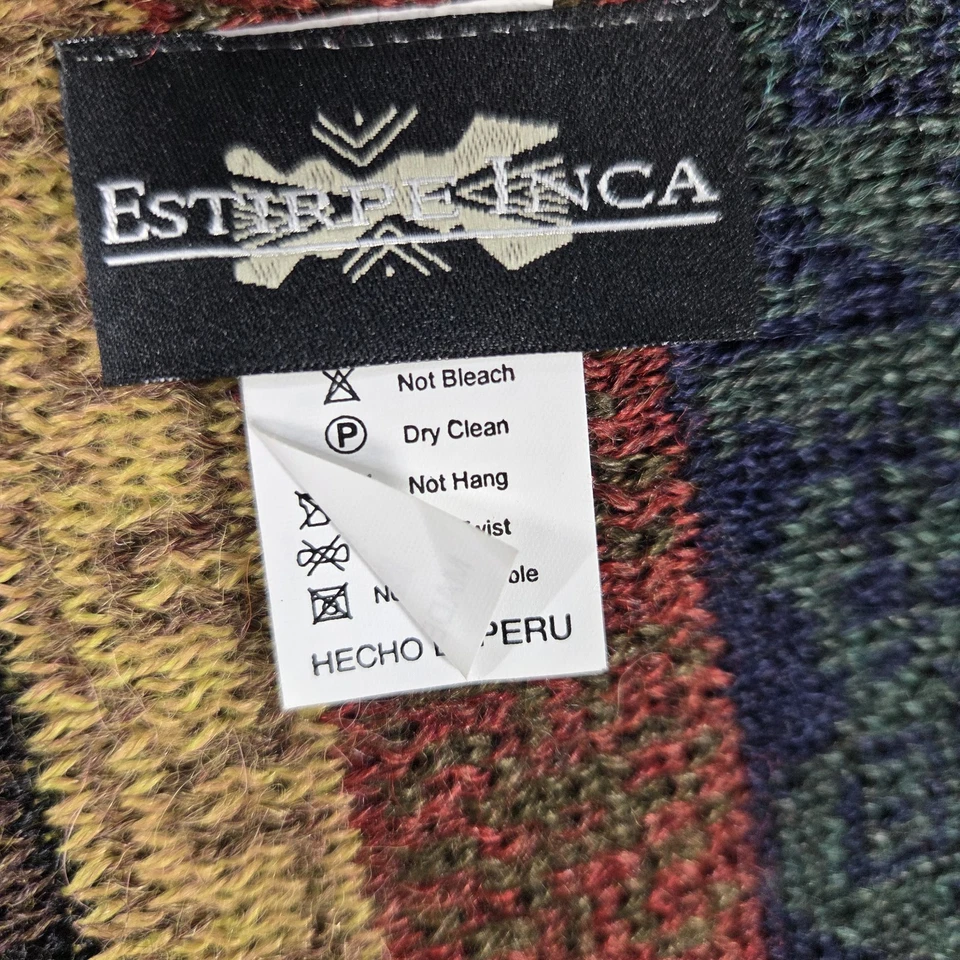 Estirpe Inca Alpaca Scarf Shawl Wrap Brown Tan Geometric Stripe Alpaca 72 x 12 - Image 2 of 4