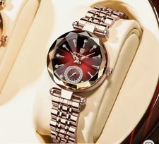 POEDAGAR Womens Luxury Stainless Steel Wristwatch Waterproof Quartz Crystal 