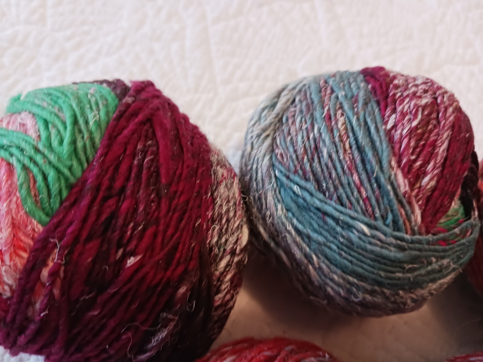 Noro Chirimen Yarn Cotton Silk Wool Self Striping 5 Sks #6 Orange Green Gray 5 S