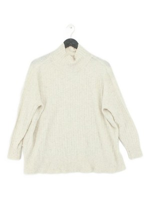 Loft Damen Pullover S Creme Acryl mit Polyester, Elasthan High Neck Pulli