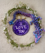Purple I LOVE YOU Affirmation Pendant Altar Wall Hanging Plaque Gift P20