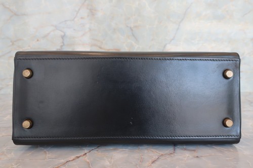 HERMES Kelly 28 Box Calf Handbag Black Circle M (1983) - Picture 11 of 24