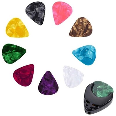 10Pcs Wear Resistant Guitar Pick with Pick Holder Guitar Replacement Part