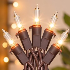 13FT 50Count Clear Christmas String Lights Brown Wire,UL CertifiedIncandescent