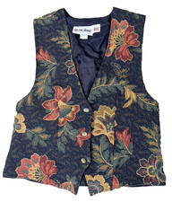 Vintage 1990s On The Verge Tapestry Heart Vest Size M Made in USA 90s Boho