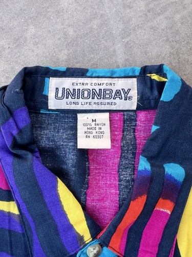 Camicia vintage Union Bay taglia media con bottoni in rayon colore astratto Way Sgreech - Foto 6 di 8
