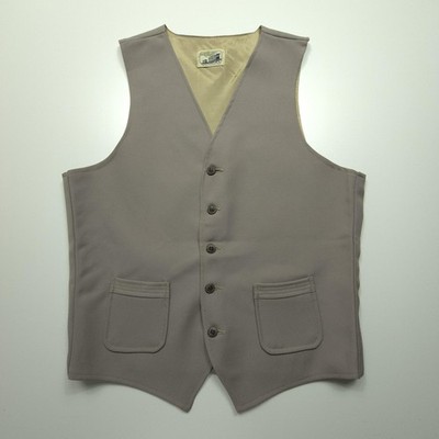 VTG Angel's Flight Mens Vest Medium Gray Brown Tint Lined Button Pockets Classic