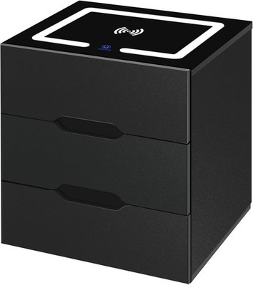 Nachttisch mit kabelloser Ladestation & 2 USB-Anschlüssen, LED Smart Nachttisch