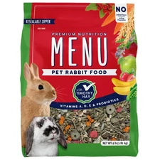 MENU Premium Rabbit Food | 4 lb Bag, Timothy Hay Pellets + Vitamin-Mineral Boost