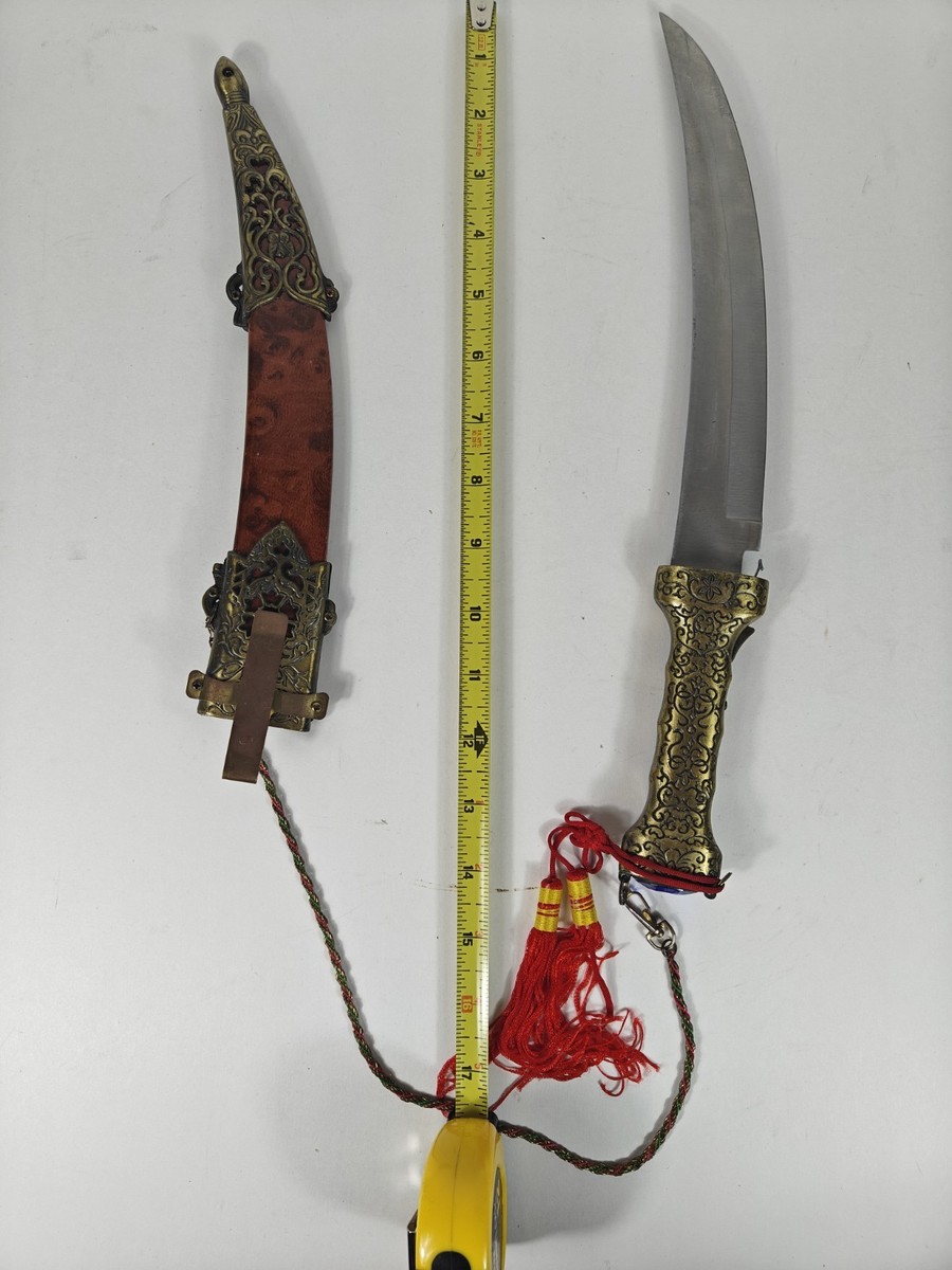 Ornate Decorative Dagger Knife with Sheath & Tassel - Collectible Display View 2