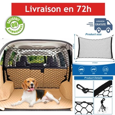 Filet Voiture pour Chien 120x70cm Grille Séparateur de Siège Arrière - Photo 1/4