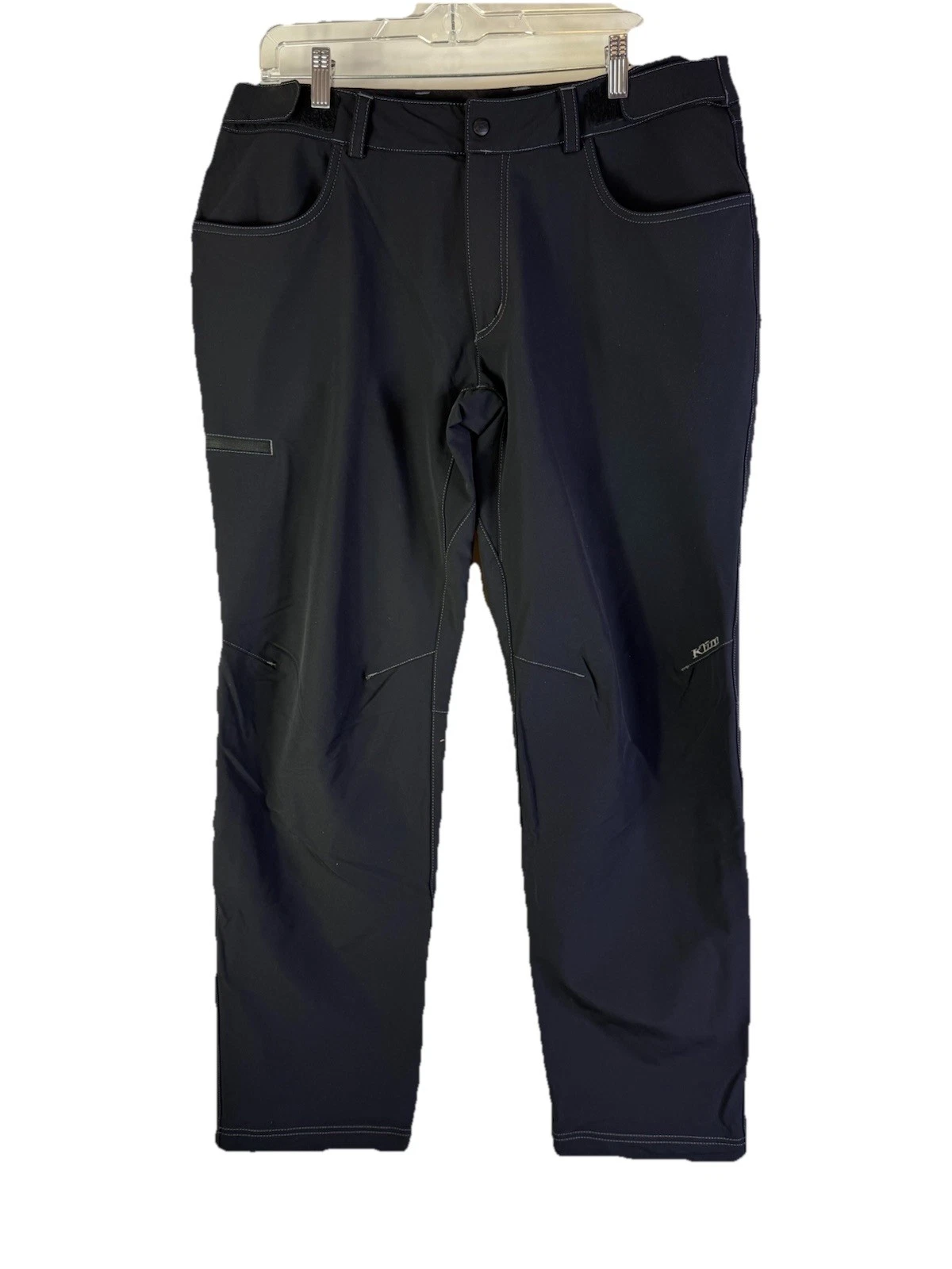 Klim Mens Large Soft Shell Pants Nylon Black Spell out Zip Pockets