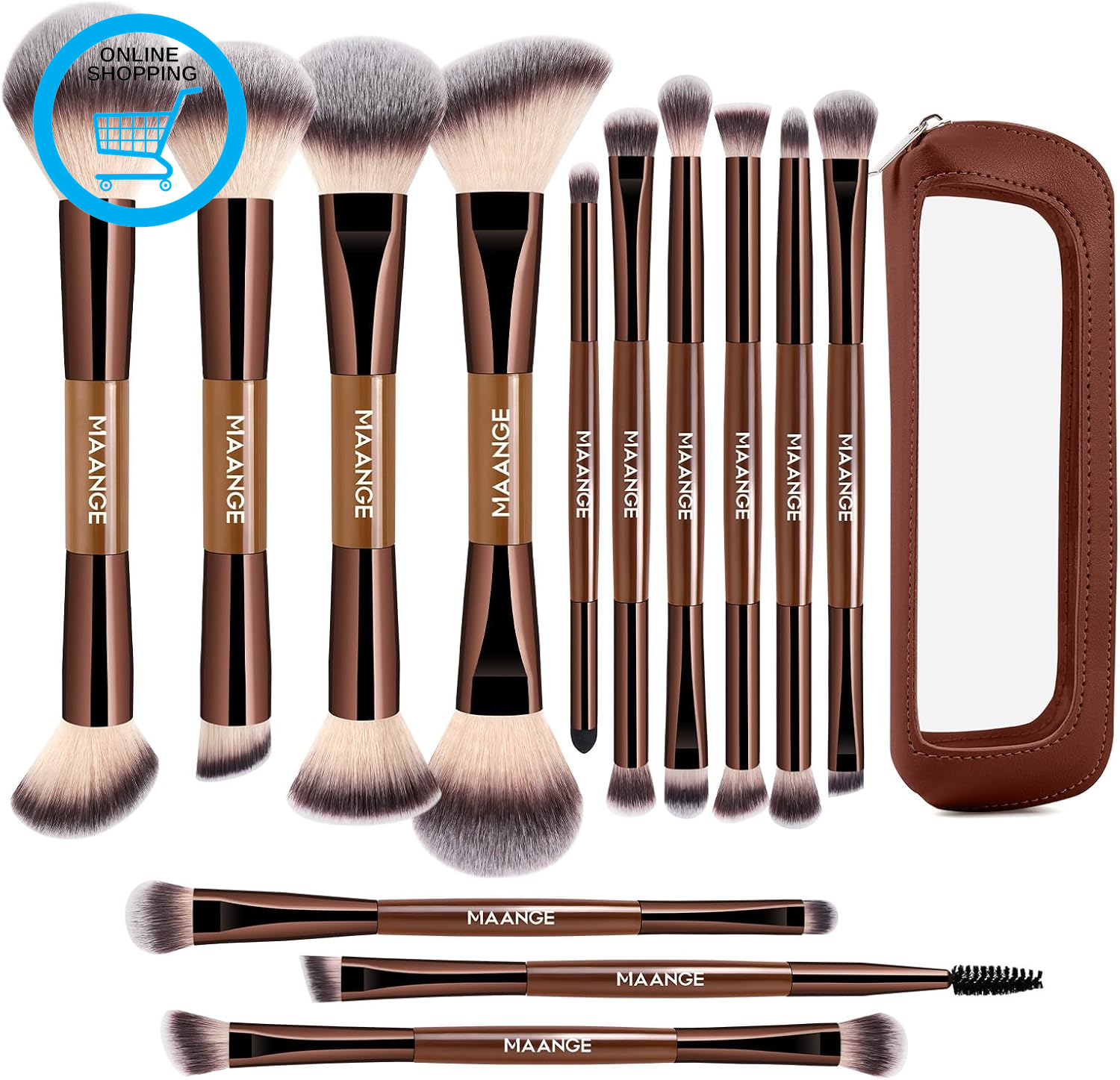 13Pcs Makeup Brushes with Case, Professional Vegan Makeup Brush Set for Foundati