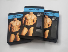 Murano Cotton Stretch Low Rise Brief Mens Medium Black 3 boxes of 3 Pck Tagless