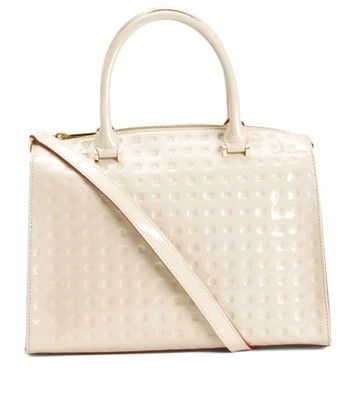 Arcadia Italian Satchel Nude Patent Leather & Python Accents #1382 NWT