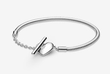 Pandora Moments Heart T-Bar Snake Chain Bracelet New Sealed No Box 8.3 Inches