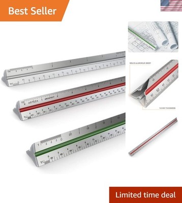 Lightweight Triangular Ruler: 12-Inch Aluminum Tool with Durable Etched Markings