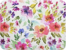 Spring Floral Dish Drying Mat Kitchen Counter Flower Microfiber Absorbent Dish