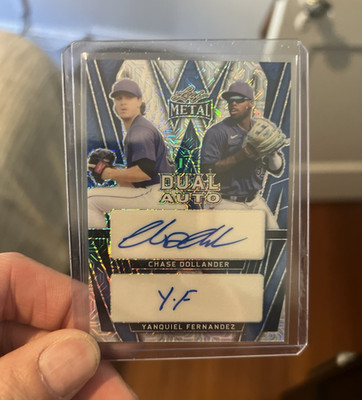 Leaf 2024 Blue Crystal Foil Chase Dollander Yanquiel Fernandez Dual Auto 6/7