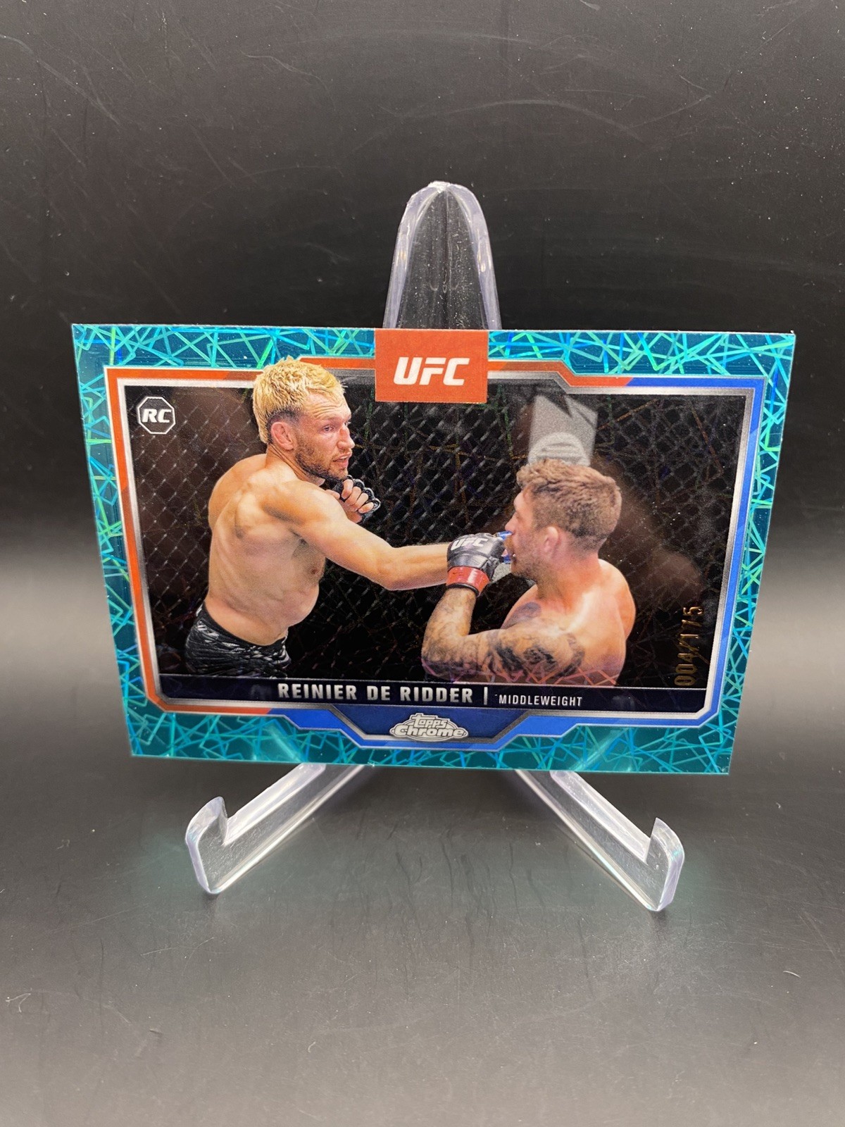 2025 Topps Chrome UFC Reinier De Ridder Teal Lazer Refractor /175 (RC) #185