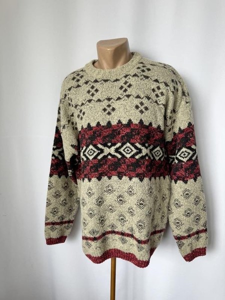 Men Globe Trotter Sweater Beige Acrylic XXL