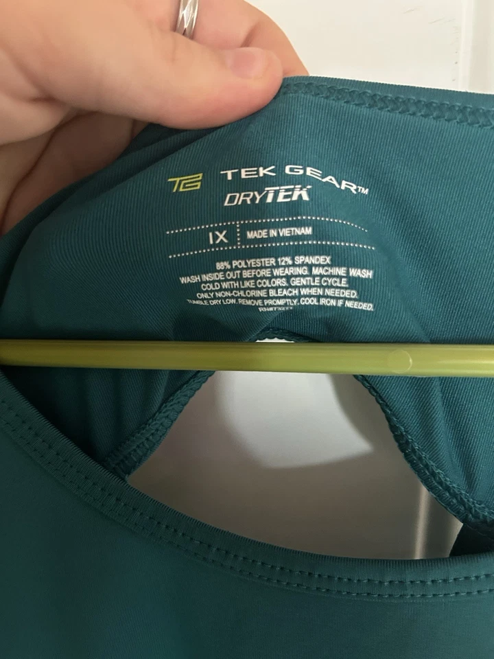TEK GEAR 1X Tank Top Essential Gear Racerback 无袖运动青绿色女式 — 第 2/4 张图片