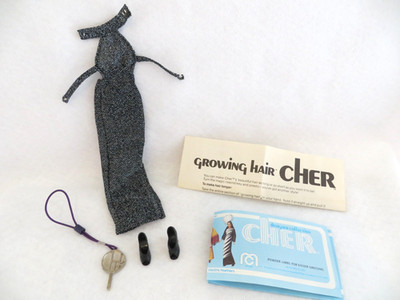 MEGO Cher Doll Growing Hair - KEY, Mesh Gown, Shoes, GH Instructions & Booklet
