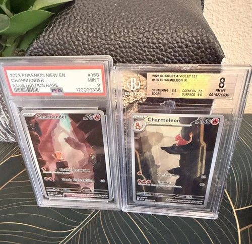 151 Set Pokemon S&V 151 Charmander #168 PSA 9 and Charmeleon #169 Set Beckett 8
