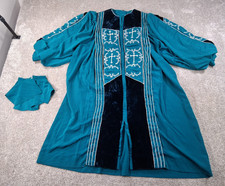 Maries Choir Robes Teal and Black Liturgical Robes W/ Embroidered Cross