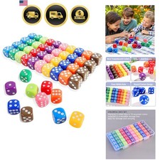 16MM Standard 6 Sided Dice Set, 50 Pieces Colorful Dice for Board Games, Clas...