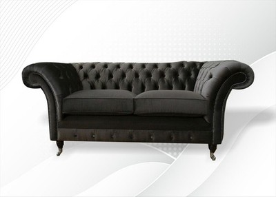 Chesterfield 2 Sitzer Sofa Schwarz Design Couchen Polster Sofas Neu Kreative