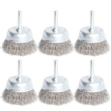 6PCS Stainless Steel Wire Crimped Cup Brush Kit for Drill with 1/4-Inch Shank