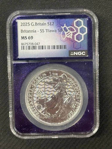 2025 Great Britain Britannia SS Tilawa Silver 2 Pound Coin NGC MS69 047 1OZ